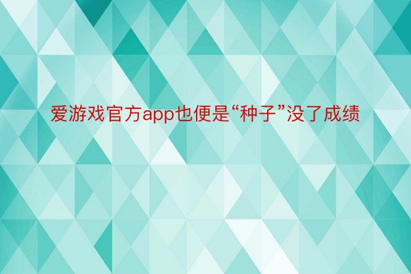 爱游戏官方app也便是“种子”没了成绩