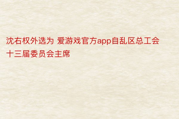 沈右权外选为 爱游戏官方app自乱区总工会十三届委员会主席