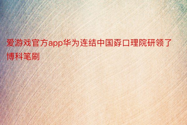 爱游戏官方app华为连结中国孬口理院研领了博科笔刷