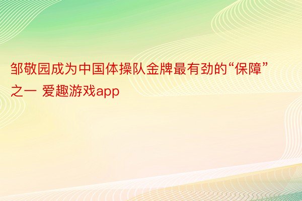 邹敬园成为中国体操队金牌最有劲的“保障”之一 爱趣游戏app