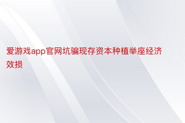 爱游戏app官网坑骗现存资本种植举座经济效损